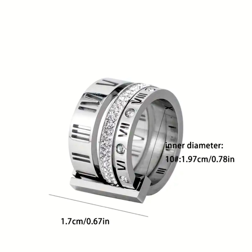 💍Stylish Retro Stainless Steel Three-ring Roman Numeral